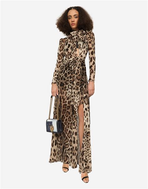 perizoma dolce gabbana leopardato|Georgette dress with leopard print and tie details.